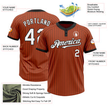 Загрузить изображение в средство просмотра галереи, Custom Texas Orange Black Pinstripe White Two-Button Unisex Softball Jersey