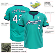 Загрузить изображение в средство просмотра галереи, Custom Aqua Navy Pinstripe White Two-Button Unisex Softball Jersey