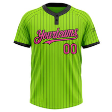 Charger l'image dans la galerie, Custom Neon Green Black Pinstripe Pink Two-Button Unisex Softball Jersey
