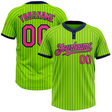 Charger l'image dans la galerie, Custom Neon Green Navy Pinstripe Pink Two-Button Unisex Softball Jersey