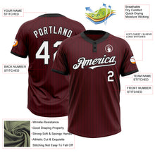Laden Sie das Bild in den Galerie-Viewer, Custom Burgundy Black Pinstripe White Two-Button Unisex Softball Jersey