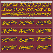 Laden Sie das Bild in den Galerie-Viewer, Custom Burgundy Navy Pinstripe Gold Two-Button Unisex Softball Jersey