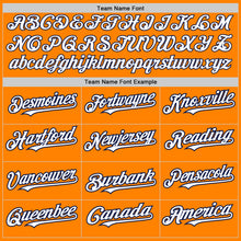 Load image into Gallery viewer, Custom Bay Orange Navy Pinstripe White Two-Button Unisex Softball Jersey