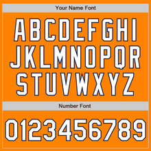 Load image into Gallery viewer, Custom Bay Orange Navy Pinstripe White Two-Button Unisex Softball Jersey