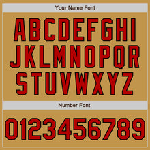 Загрузить изображение в средство просмотра галереи, Custom Old Gold Black Pinstripe Red Two-Button Unisex Softball Jersey