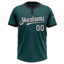 Загрузить изображение в средство просмотра галереи, Custom Midnight Green Black Pinstripe White Two-Button Unisex Softball Jersey