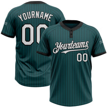 Загрузить изображение в средство просмотра галереи, Custom Midnight Green Black Pinstripe White Two-Button Unisex Softball Jersey