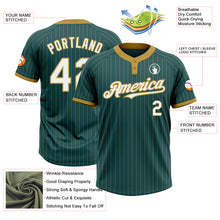 Laden Sie das Bild in den Galerie-Viewer, Custom Midnight Green Old Gold Pinstripe White Two-Button Unisex Softball Jersey