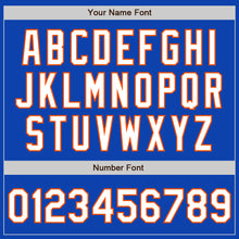 Load image into Gallery viewer, Custom Thunder Blue Orange Pinstripe White Two-Button Unisex Softball Jersey