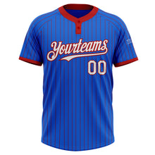 Laden Sie das Bild in den Galerie-Viewer, Custom Thunder Blue Red Pinstripe White Two-Button Unisex Softball Jersey