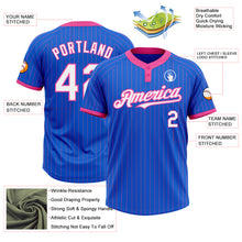 Laden Sie das Bild in den Galerie-Viewer, Custom Thunder Blue Pink Pinstripe White Two-Button Unisex Softball Jersey