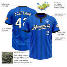 Load image into Gallery viewer, Custom Thunder Blue Black Pinstripe White Two-Button Unisex Softball Jersey