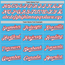 Laden Sie das Bild in den Galerie-Viewer, Custom Sky Blue Red Pinstripe White Two-Button Unisex Softball Jersey