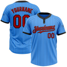 Charger l'image dans la galerie, Custom Electric Blue Black Pinstripe Red Two-Button Unisex Softball Jersey
