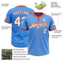 Загрузить изображение в средство просмотра галереи, Custom Electric Blue Orange Pinstripe White Two-Button Unisex Softball Jersey