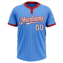 Загрузить изображение в средство просмотра галереи, Custom Electric Blue Red Pinstripe White Two-Button Unisex Softball Jersey