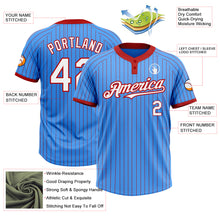 Загрузить изображение в средство просмотра галереи, Custom Electric Blue Red Pinstripe White Two-Button Unisex Softball Jersey