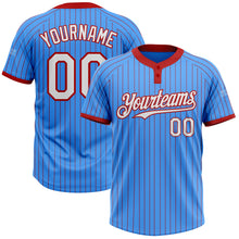 Загрузить изображение в средство просмотра галереи, Custom Electric Blue Red Pinstripe White Two-Button Unisex Softball Jersey