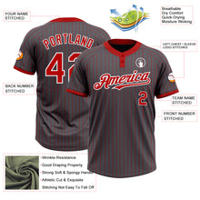 Laden Sie das Bild in den Galerie-Viewer, Custom Steel Gray Red Pinstripe White Two-Button Unisex Softball Jersey