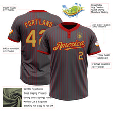 Laden Sie das Bild in den Galerie-Viewer, Custom Steel Gray Red Pinstripe Old Gold Two-Button Unisex Softball Jersey