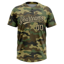 Load image into Gallery viewer, Custom Camo Vegas Gold-Black Salute To Service Two-Button Unisex Softball Jersey