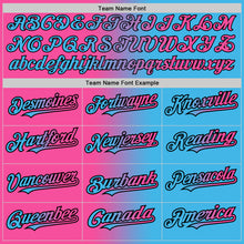 Загрузить изображение в средство просмотра галереи, Custom Sky Blue Pink-Black Gradient Fashion Two-Button Unisex Softball Jersey