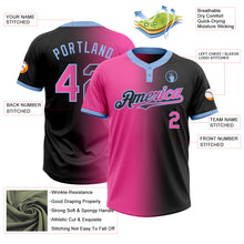Load image into Gallery viewer, Custom Black Pink-Light Blue Gradient Fashion Two-Button Unisex Softball Jersey