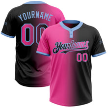 Load image into Gallery viewer, Custom Black Pink-Light Blue Gradient Fashion Two-Button Unisex Softball Jersey