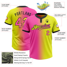 Загрузить изображение в средство просмотра галереи, Custom Neon Yellow Pink-Black Gradient Fashion Two-Button Unisex Softball Jersey
