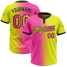 Загрузить изображение в средство просмотра галереи, Custom Neon Yellow Pink-Black Gradient Fashion Two-Button Unisex Softball Jersey