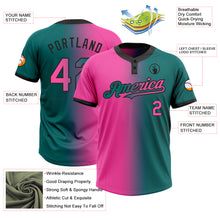 Load image into Gallery viewer, Custom Teal Pink-Black Gradient Fashion Two-Button Unisex Softball Jersey