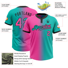 Загрузить изображение в средство просмотра галереи, Custom Aqua Pink-Black Gradient Fashion Two-Button Unisex Softball Jersey