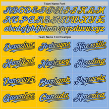 Laden Sie das Bild in den Galerie-Viewer, Custom Light Blue Yellow-Navy Gradient Fashion Two-Button Unisex Softball Jersey