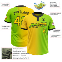 Charger l'image dans la galerie, Custom Neon Green Yellow-Black Gradient Fashion Two-Button Unisex Softball Jersey