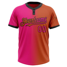 Загрузить изображение в средство просмотра галереи, Custom Texas Orange Hot Pink-Black Gradient Fashion Two-Button Unisex Softball Jersey