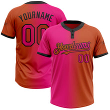 Загрузить изображение в средство просмотра галереи, Custom Texas Orange Hot Pink-Black Gradient Fashion Two-Button Unisex Softball Jersey