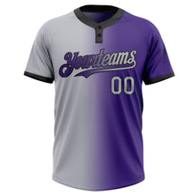Загрузить изображение в средство просмотра галереи, Custom Purple Gray-Black Gradient Fashion Two-Button Unisex Softball Jersey