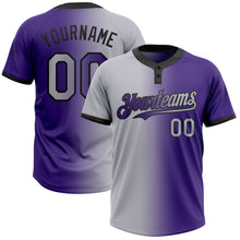 Загрузить изображение в средство просмотра галереи, Custom Purple Gray-Black Gradient Fashion Two-Button Unisex Softball Jersey