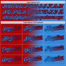 Charger l'image dans la galerie, Custom Electric Blue Red-Navy Gradient Fashion Two-Button Unisex Softball Jersey