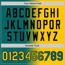 Laden Sie das Bild in den Galerie-Viewer, Custom Teal Yellow-Black Gradient Fashion Two-Button Unisex Softball Jersey