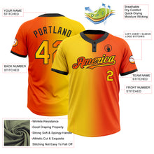 Laden Sie das Bild in den Galerie-Viewer, Custom Orange Yellow-Black Gradient Fashion Two-Button Unisex Softball Jersey