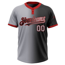 Laden Sie das Bild in den Galerie-Viewer, Custom Black Gray-Red Gradient Fashion Two-Button Unisex Softball Jersey
