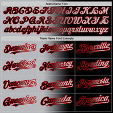 Laden Sie das Bild in den Galerie-Viewer, Custom Black Gray-Red Gradient Fashion Two-Button Unisex Softball Jersey