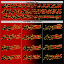 Load image into Gallery viewer, Custom Black Red-Old Gold Gradient Fashion Two-Button Unisex Softball Jersey