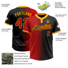 Load image into Gallery viewer, Custom Black Red-Gold Gradient Fashion Two-Button Unisex Softball Jersey