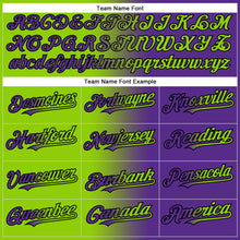 Laden Sie das Bild in den Galerie-Viewer, Custom Purple Neon Green-Black Gradient Fashion Two-Button Unisex Softball Jersey