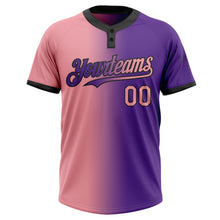 Загрузить изображение в средство просмотра галереи, Custom Purple Medium Pink-Black Gradient Fashion Two-Button Unisex Softball Jersey