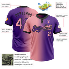 Загрузить изображение в средство просмотра галереи, Custom Purple Medium Pink-Black Gradient Fashion Two-Button Unisex Softball Jersey