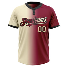 Laden Sie das Bild in den Galerie-Viewer, Custom Maroon Cream-Black Gradient Fashion Two-Button Unisex Softball Jersey