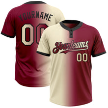Laden Sie das Bild in den Galerie-Viewer, Custom Maroon Cream-Black Gradient Fashion Two-Button Unisex Softball Jersey